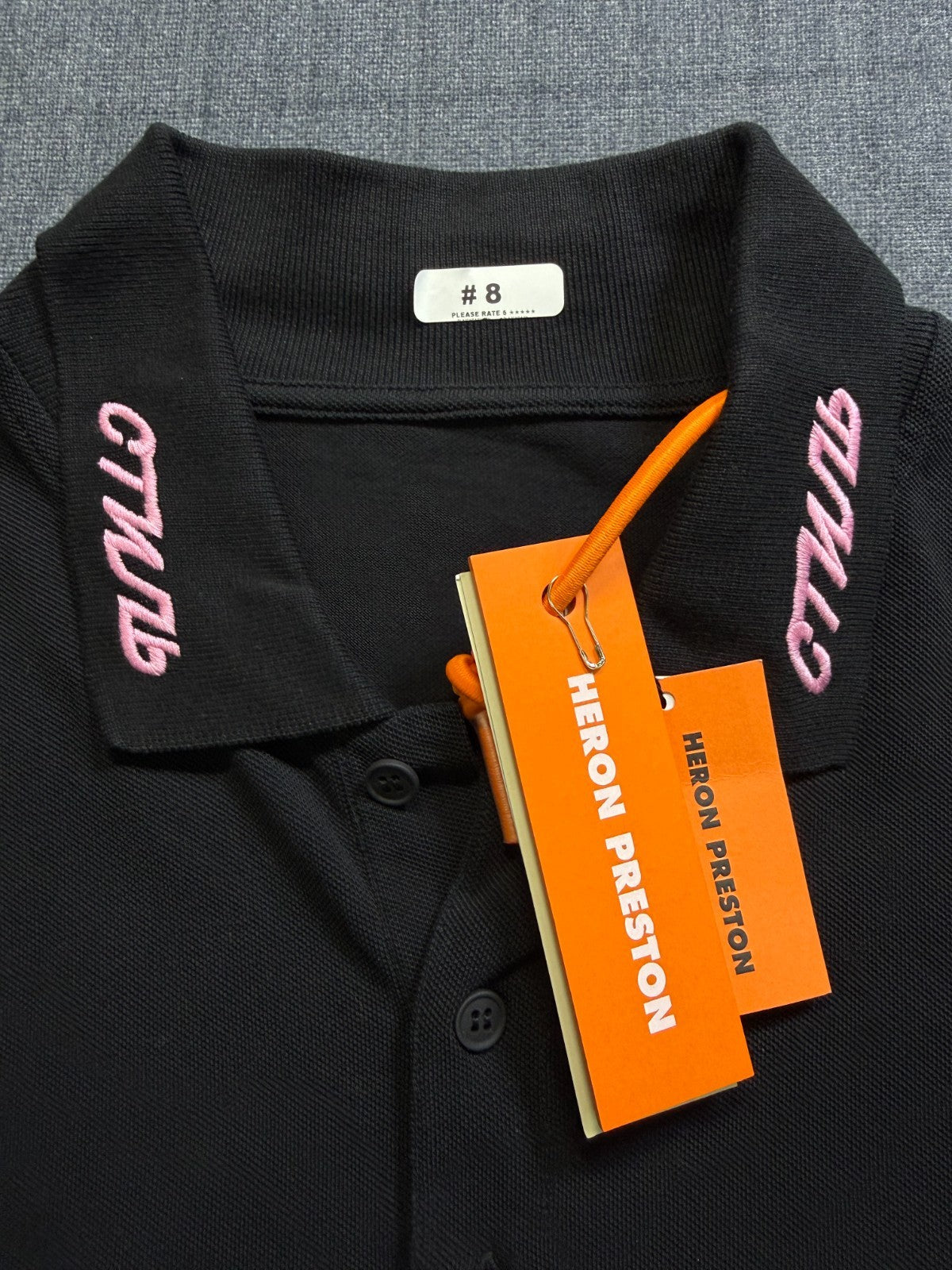 NWT Heron Preston Herons Chinese S/S Polo Shirt Men's X-Large Black Short Sleeve