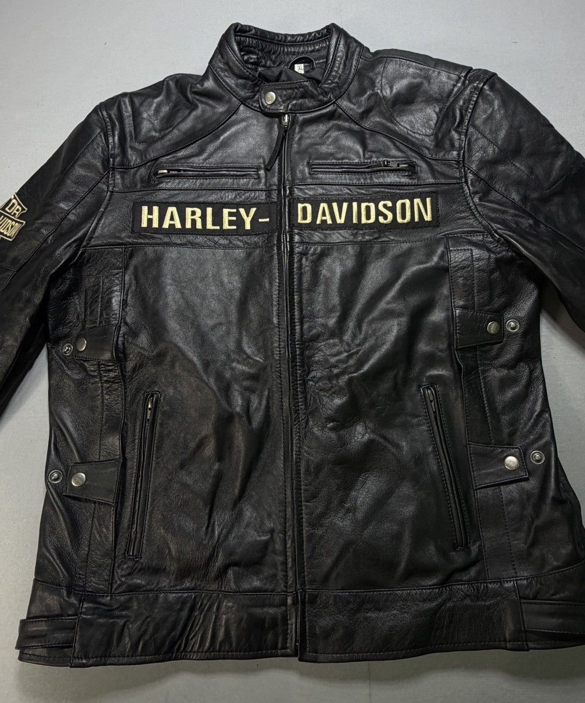 Real Leather Harley Davidson Men's XL Embroidered Motorcycle Biker Jacket