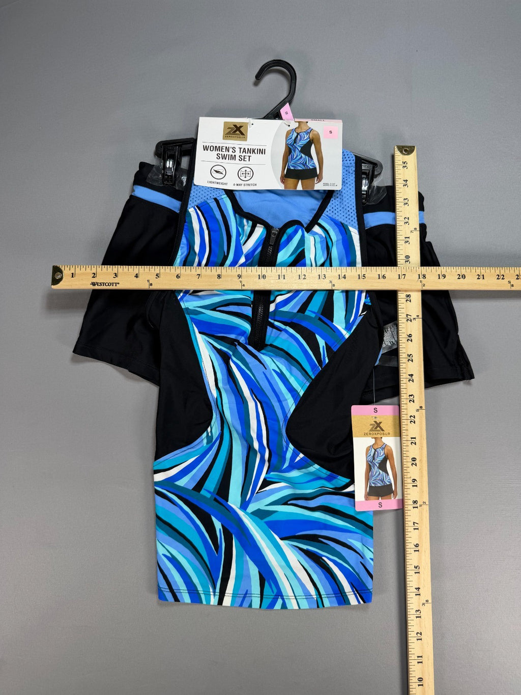 NWT ZeroXposur 2-Piece Scuba Tankini Swim Set Women Small Blue/Black Sleeveless