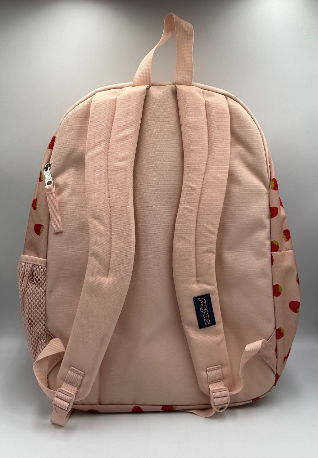 NWT JanSport Big Student Backpack Strawberry Shower Pink Fruit Print 15" Laptop