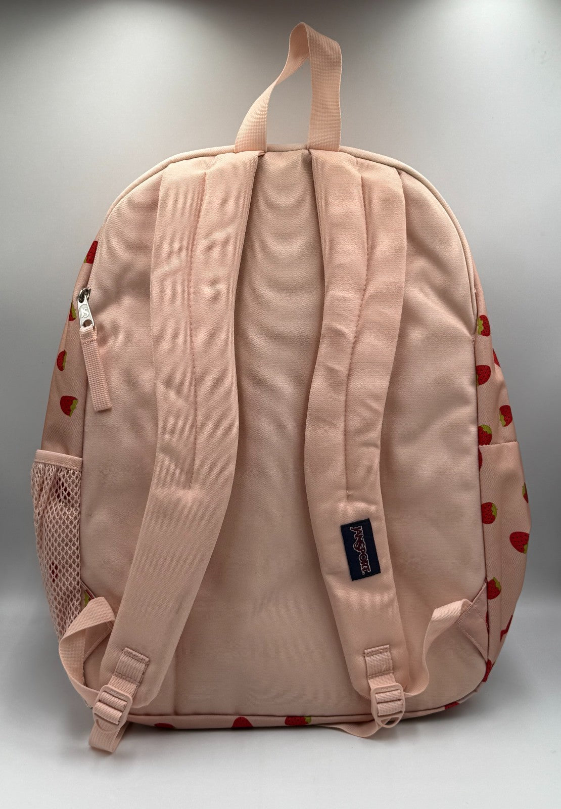 NWT JanSport Big Student Backpack Strawberry Shower Pink Fruit Print 15" Laptop