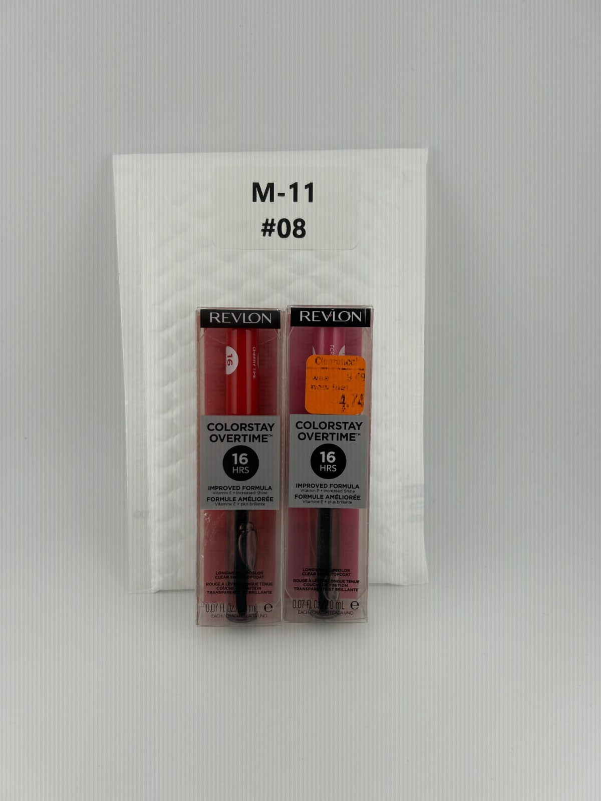 Lot of 2 Revlon ColorStay Overtime Lipcolor #580 Cherry Time #490 For Keeps Pink