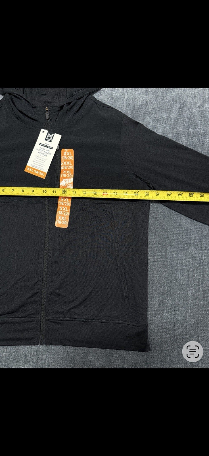 NWT Member's Mark Full-Zip Mixed Media Hoodie Boys XXL (18/20) Black Long Sleeve