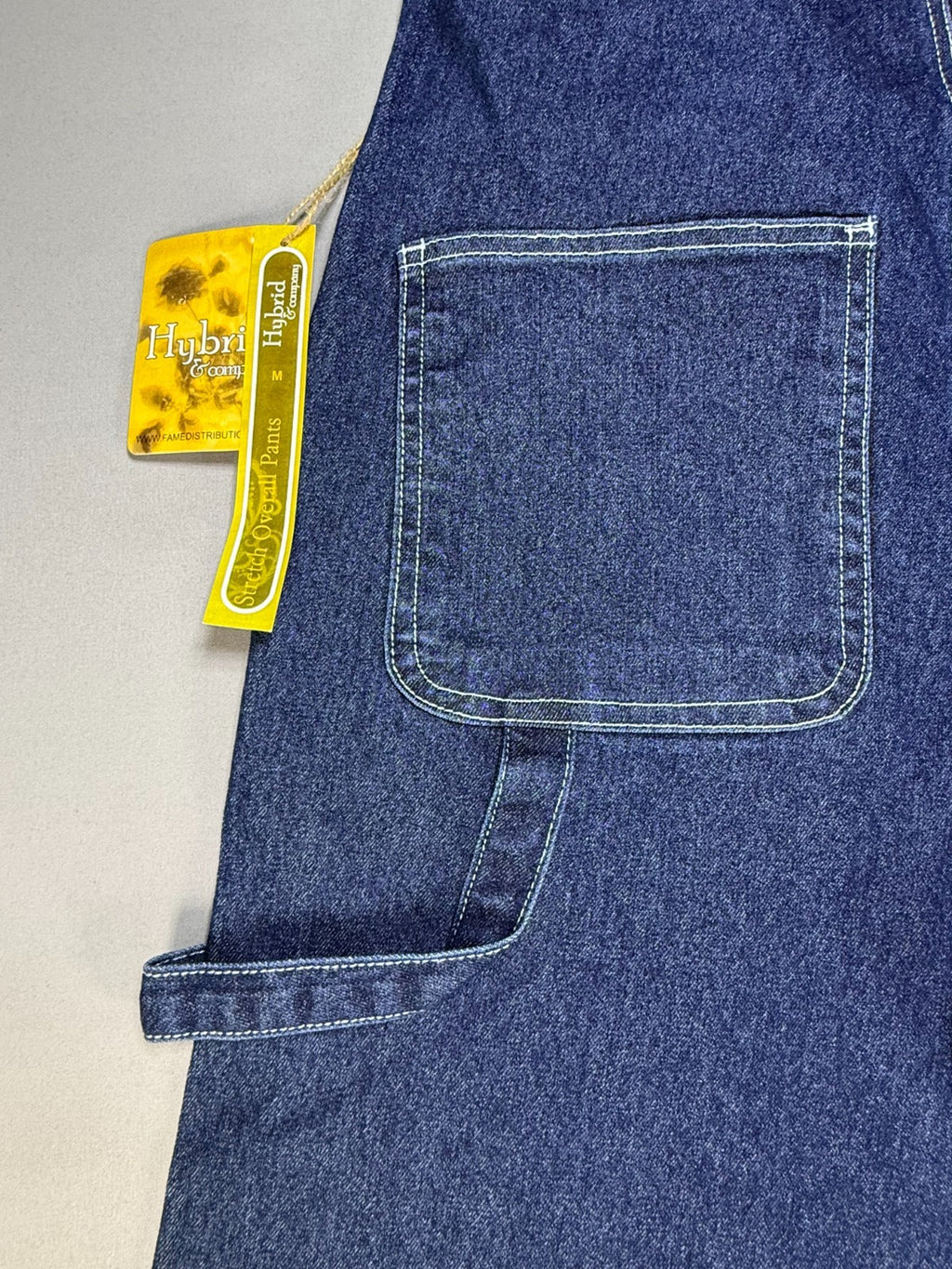 Hybrid & Company Stretch Overall Pants Women's Medium Dark Wash Pockets Preppy