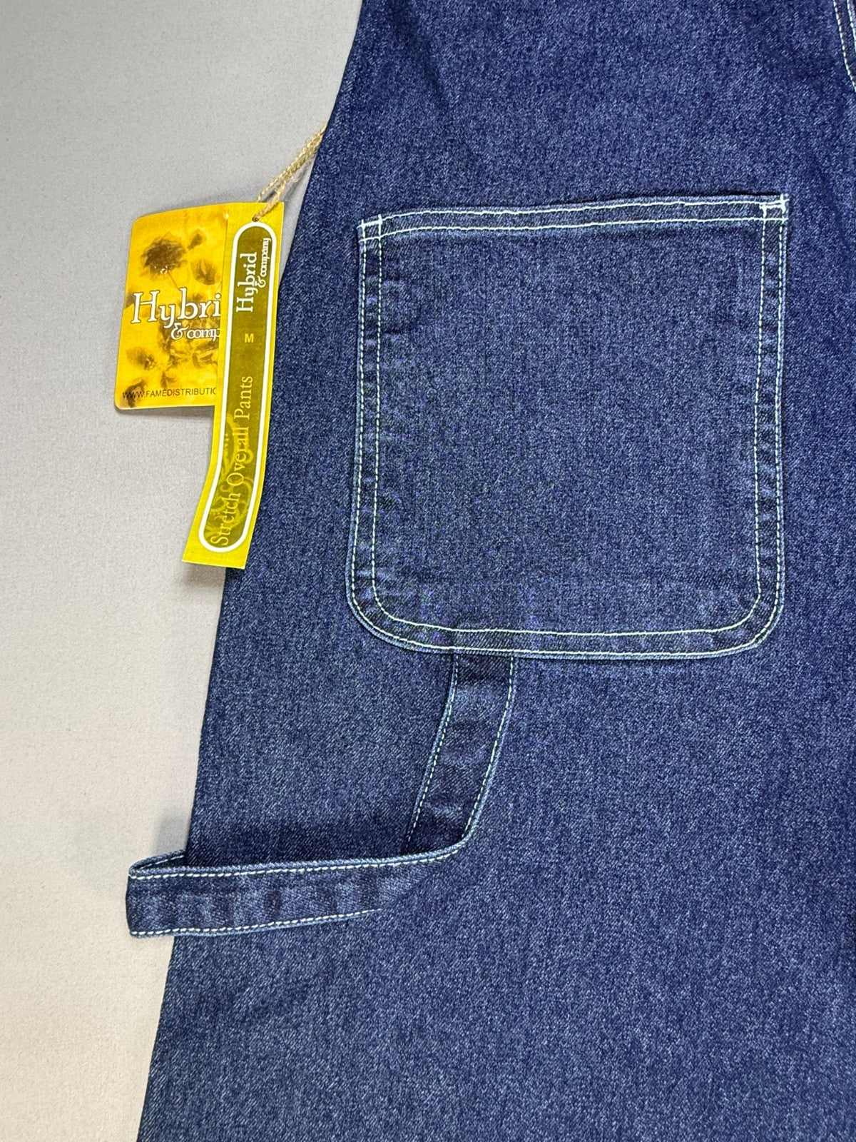 Hybrid & Company Stretch Overall Pants Women's Medium Dark Wash Pockets Preppy