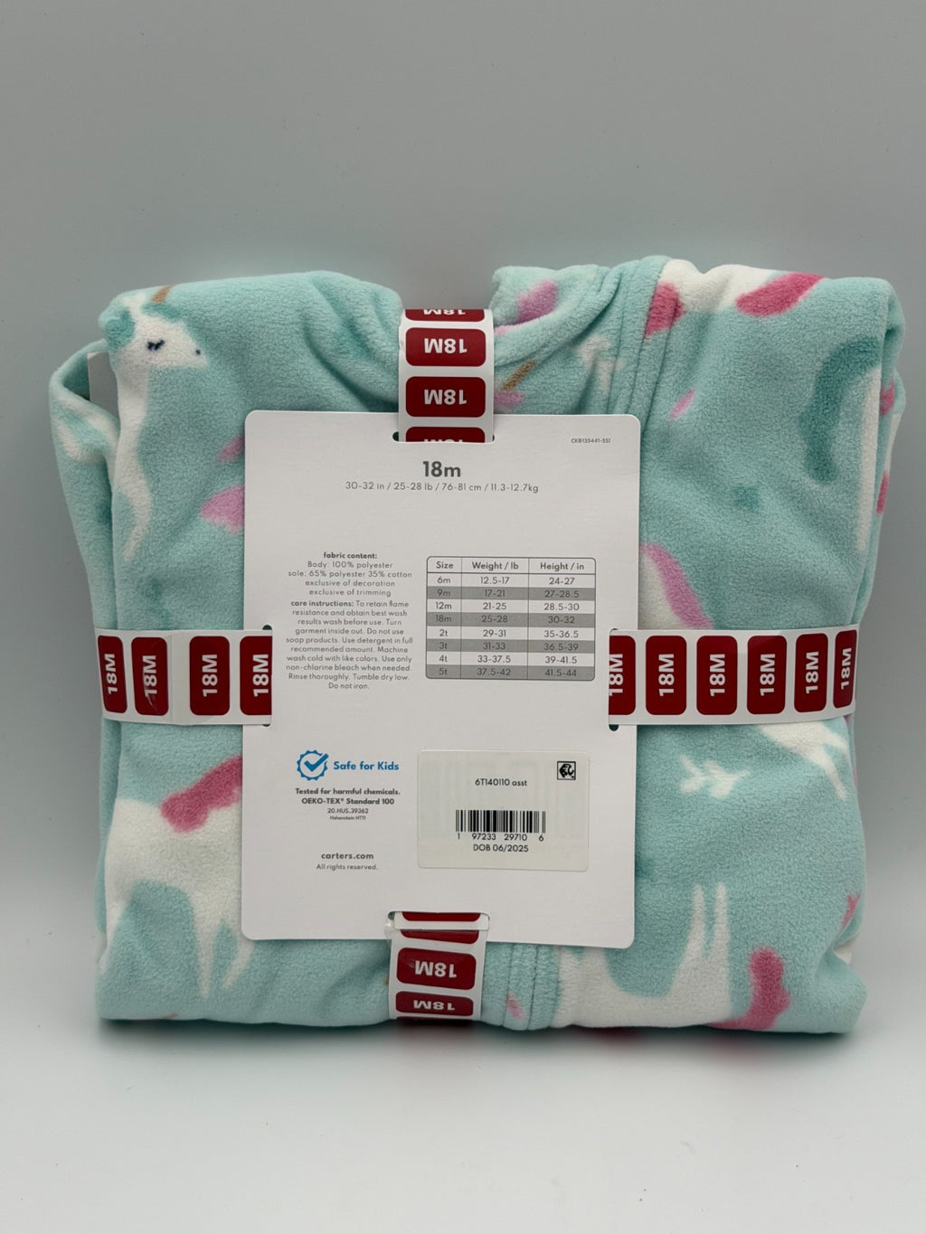 Carter's Soft & Warm 100% Polyester Fleece Footie Pajama Girls 18M Blue Modern