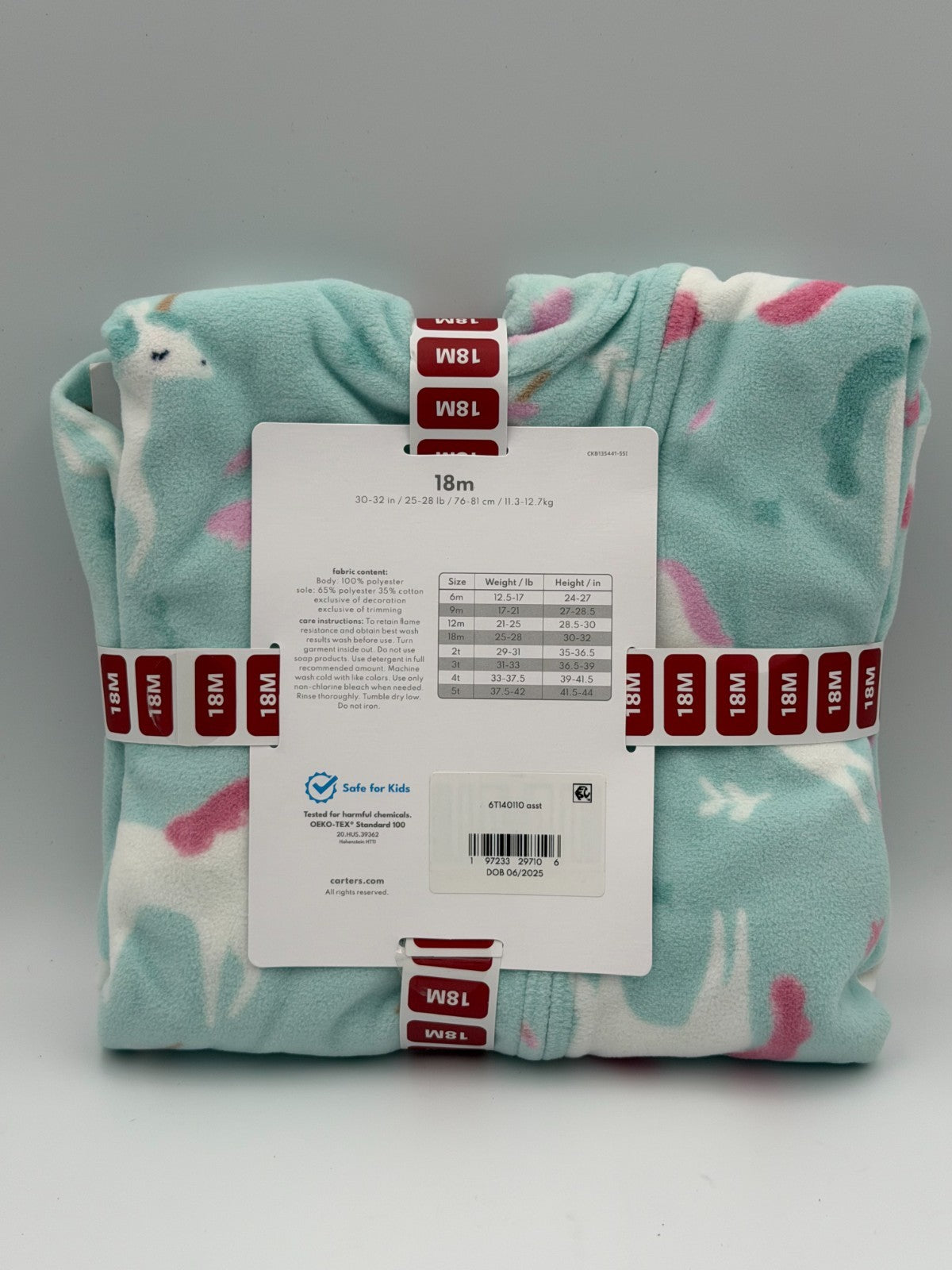 Carter's Soft & Warm 100% Polyester Fleece Footie Pajama Girls 18M Blue Modern