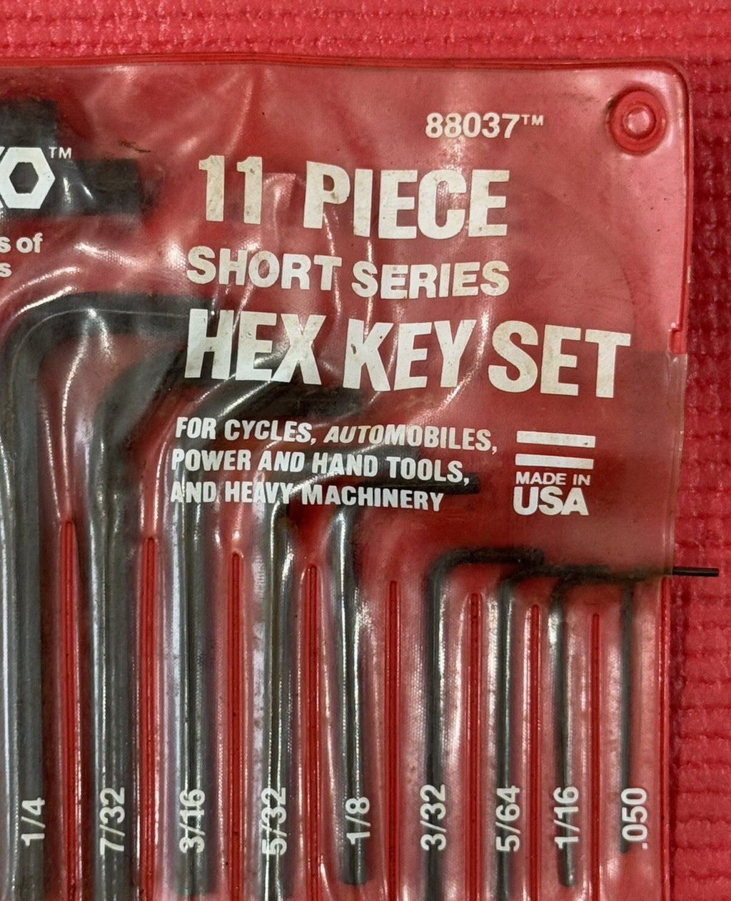 Chesco 88037 SAE 11 Pc Set Hex Key Set Short Series Made In USA