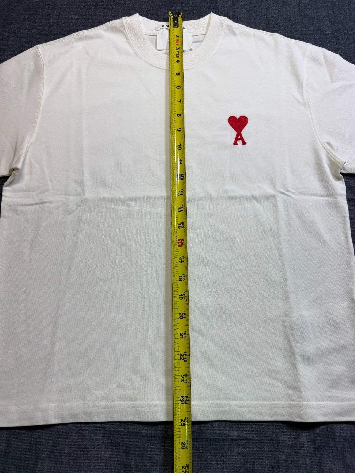 NWT AMI Paris Ami de Cœur T-Shirt Men's 2XS White Logo Embroidered Short Sleeve