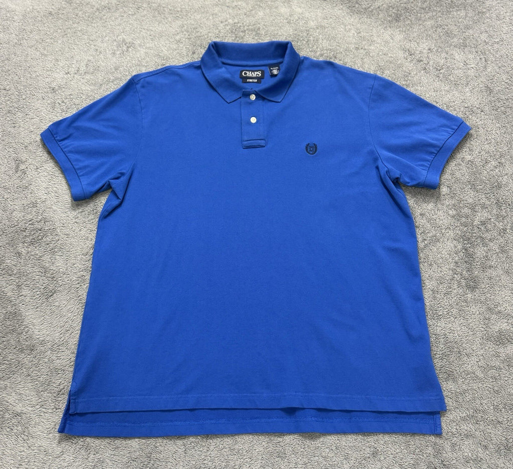 Chaps Men's Size XL Stretch Short Sleeve Blue Polo Shirt Excellent
