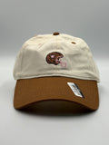 Frasier Sterling Football Helmet Dad Hat Cream Brown Adjustable Strapback Cap