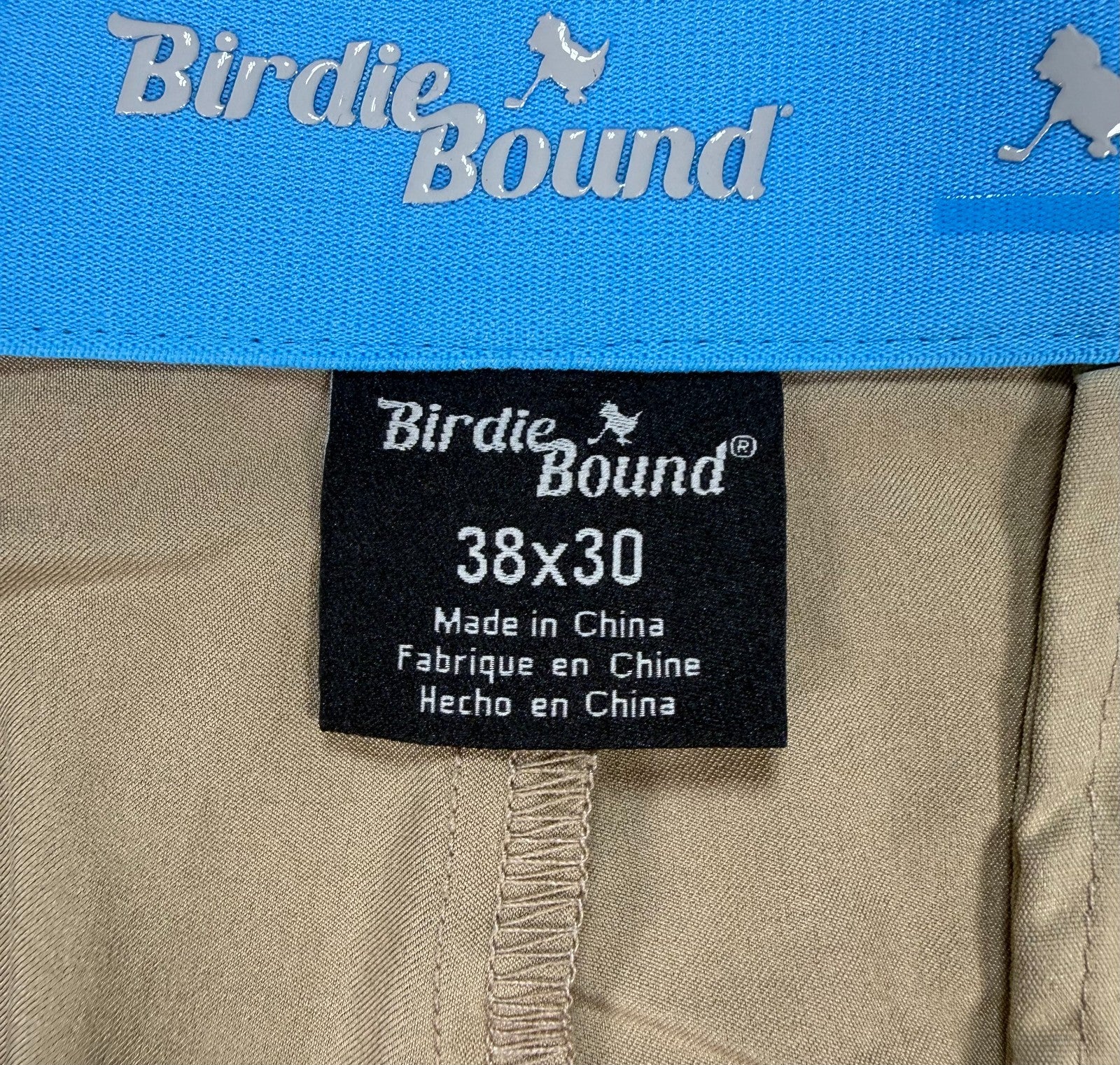 Birdie Bound Regular Fit Golf Pants Men's 38x30 Beige Performance Straight Leg