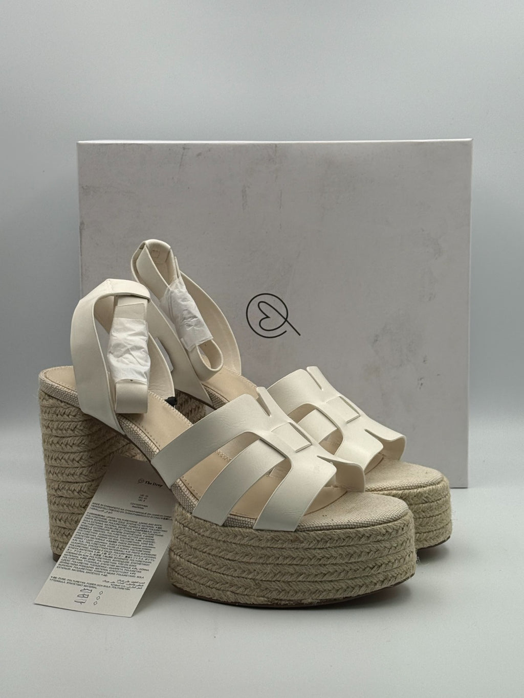 New The Drop Bea Platform Heels Sandals Women's 10 White Ankle Strap Fashion