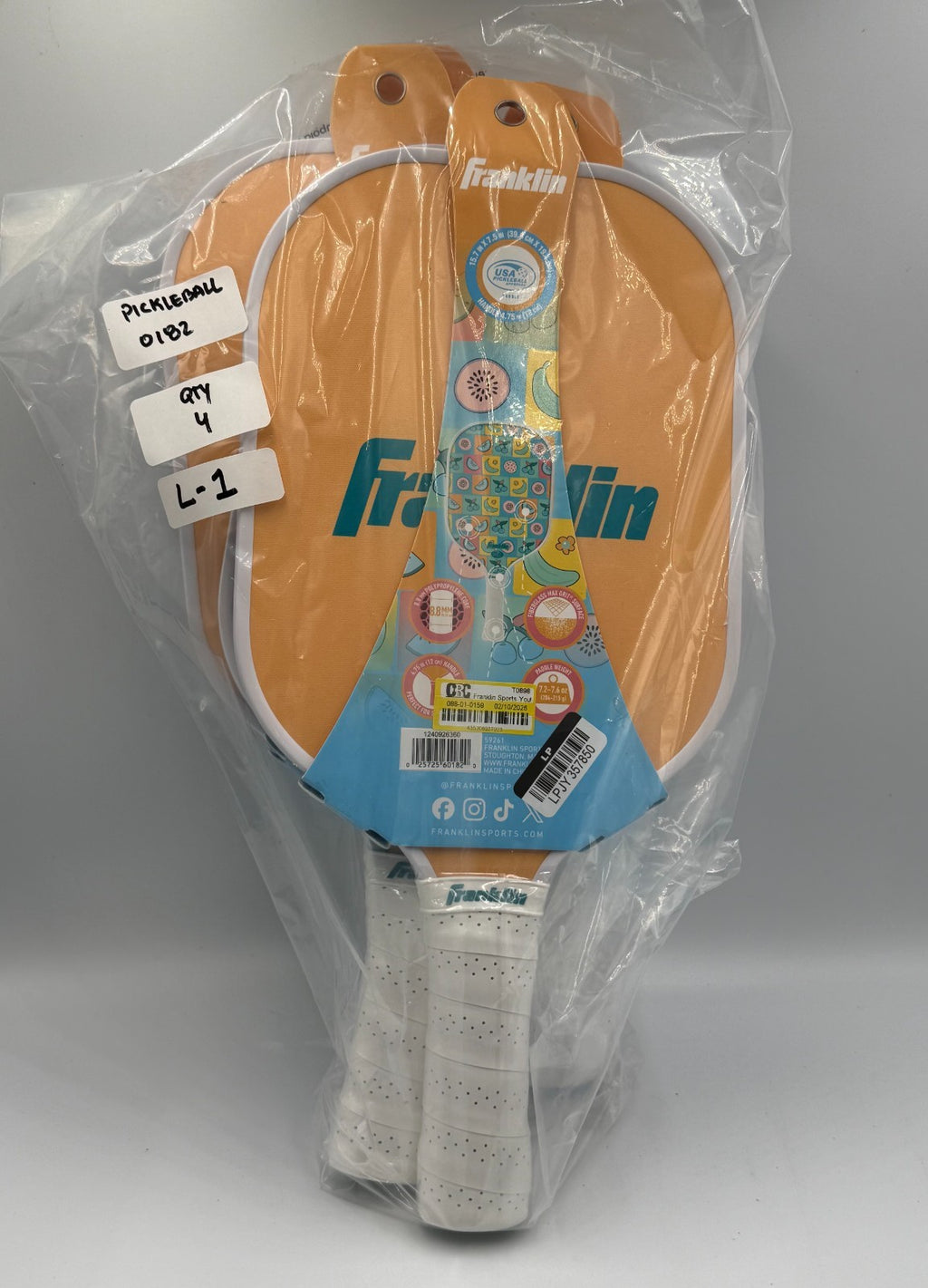 New Franklin Youth Pickleball Paddle Fruit Pattern Polymer Core Leo Chun Racquet
