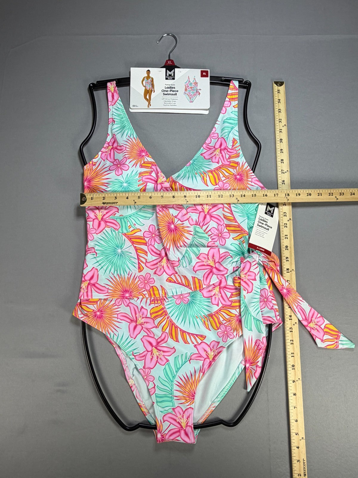 Member's Mark Adjustable Strap One-Piece Swimsuit Women's XL Multicolor Floral