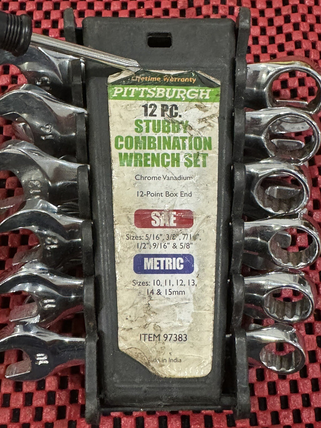 Pittsburgh Tools 12 Pieces Set Stubby Combination Wrench Set, SAE & Metric N8