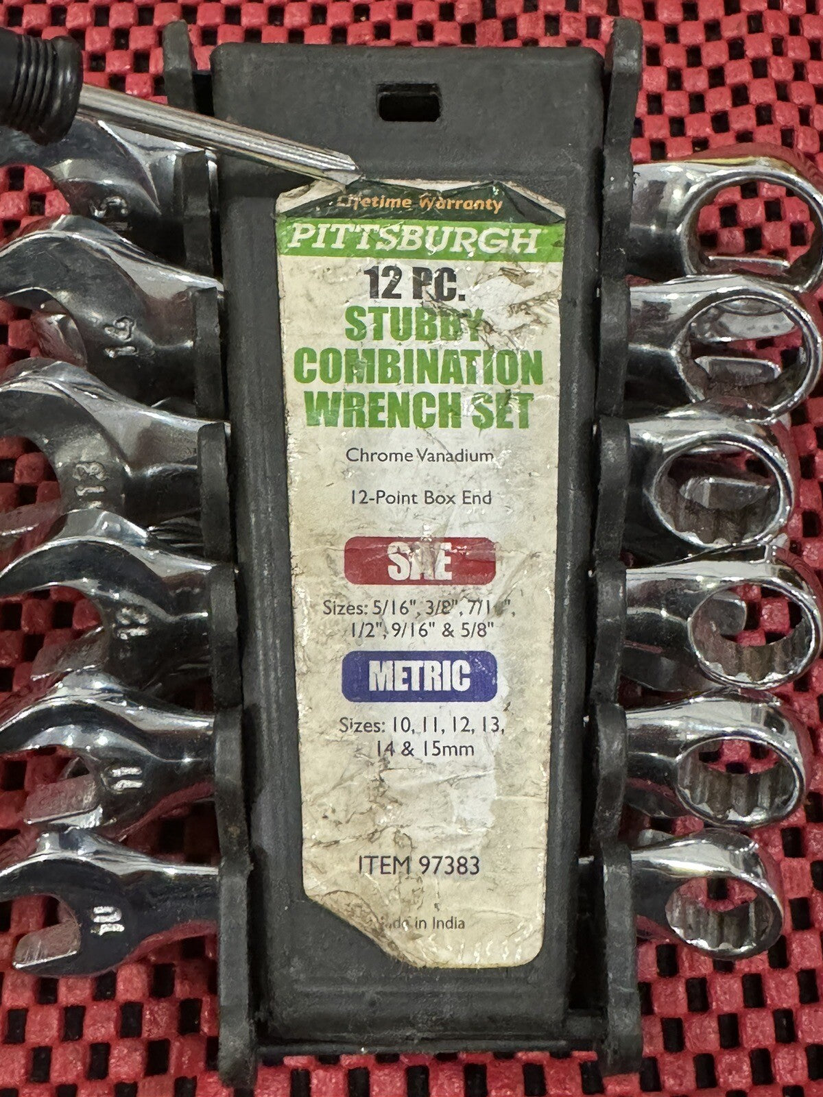 Pittsburgh Tools 12 Pieces Set Stubby Combination Wrench Set, SAE & Metric N8