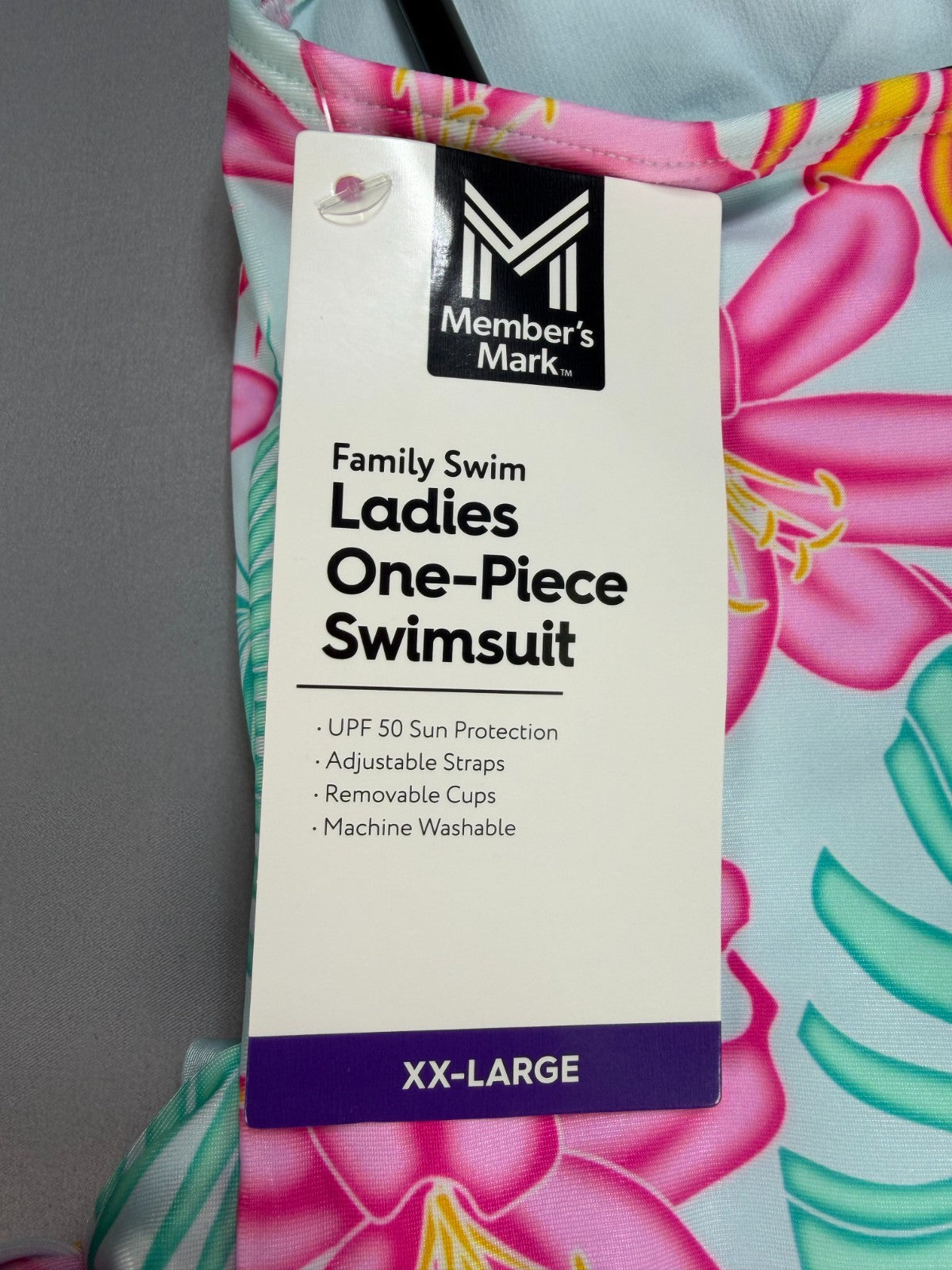 Member's Mark Adjustable Strap One-Piece Swimsuit Women's 2XL Multicolor Floral
