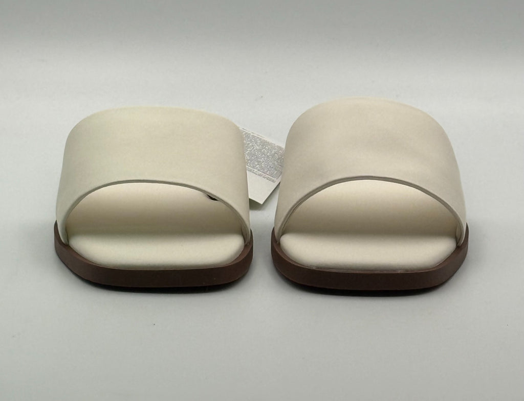 New The Drop Oslo One Band Sandals Women's 8 White Leather Slip-On Flat Beach