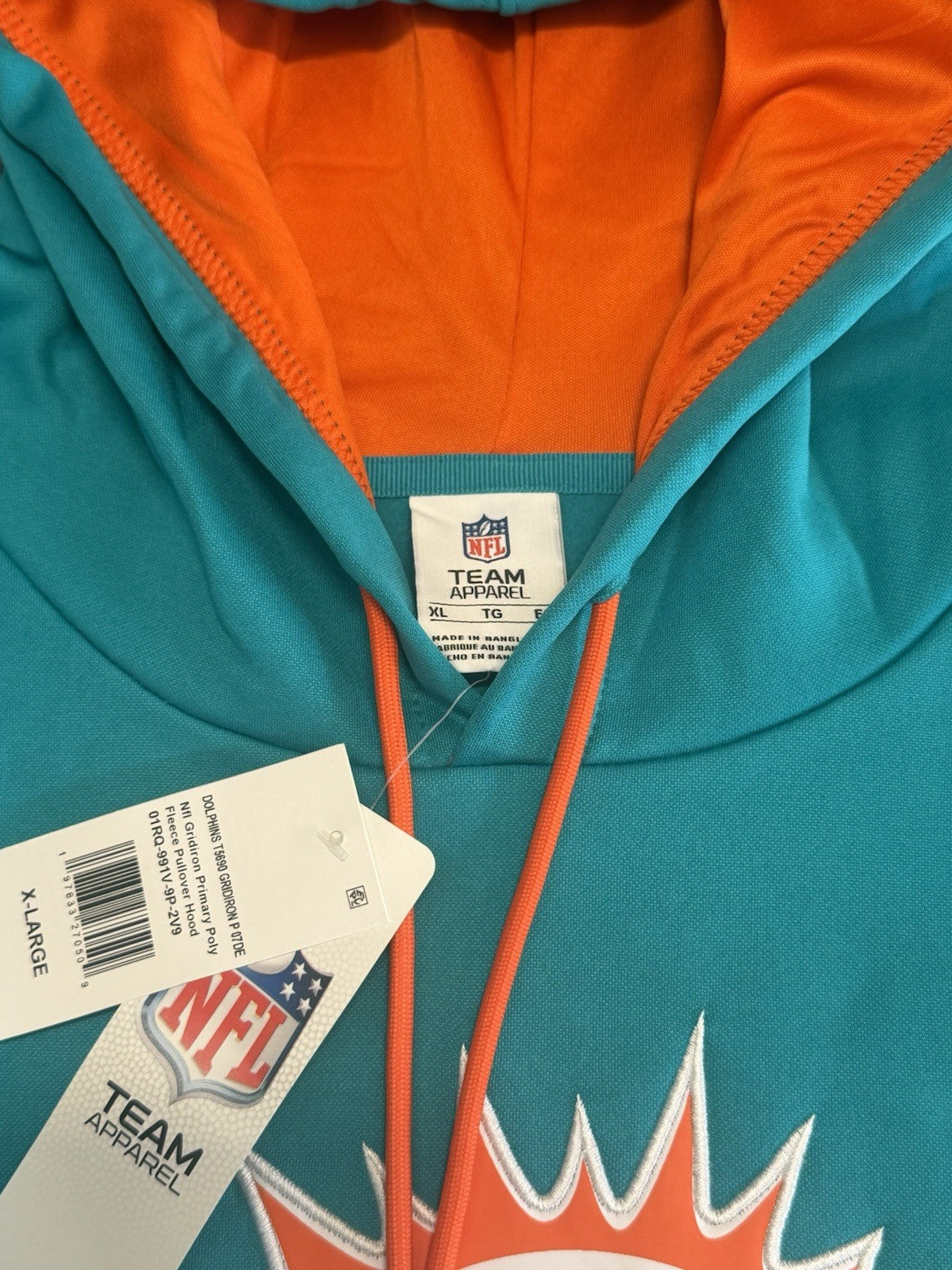 NFL Apparel Miami Dolphins Hooded Sweatshirt Mens Aqua Blue Pullover CHOOSE SIZE