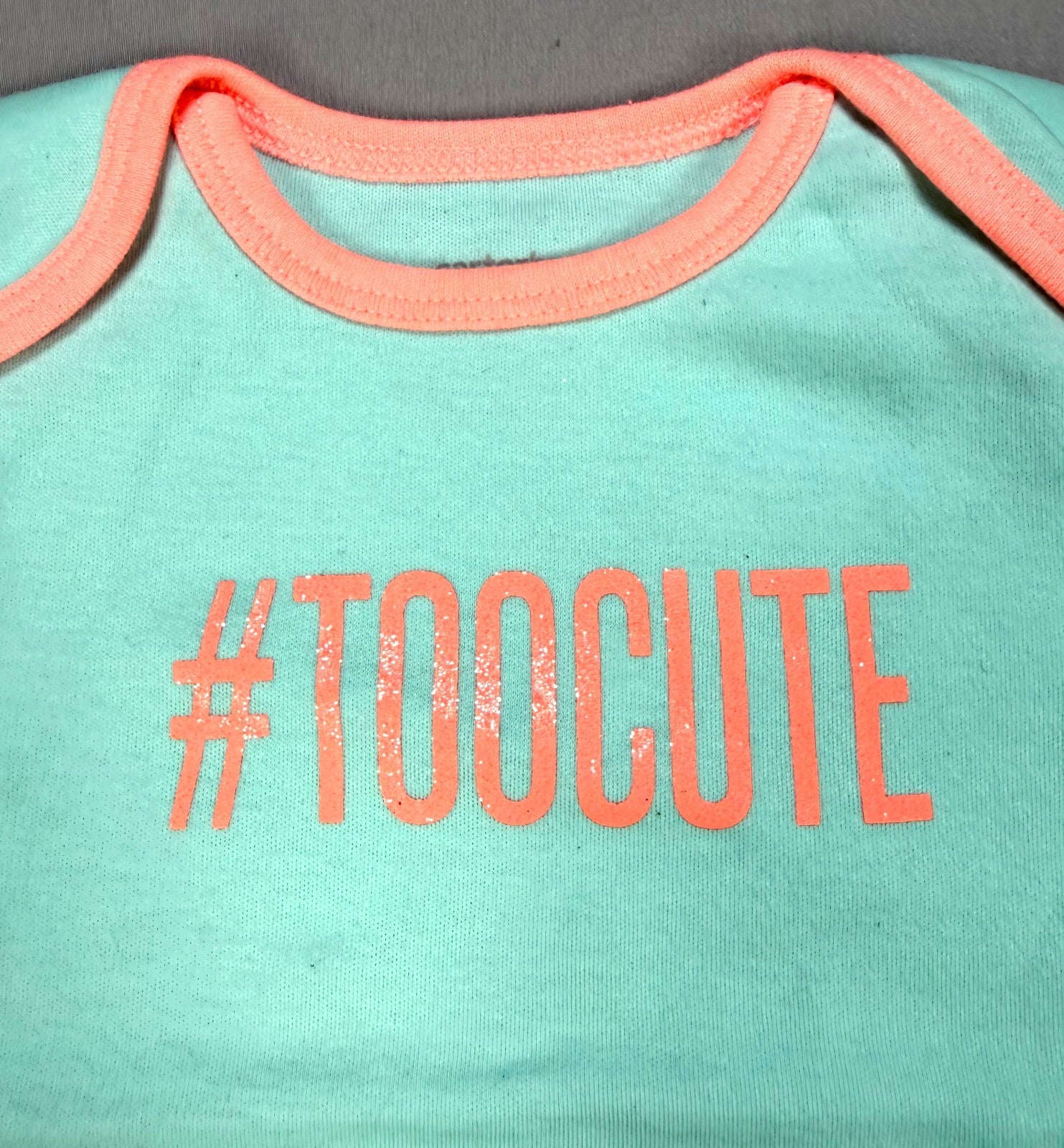 Carter's "#Toocute" Slogan Bodysuit Baby Girls 9 Months Blue Pink Short Sleeve