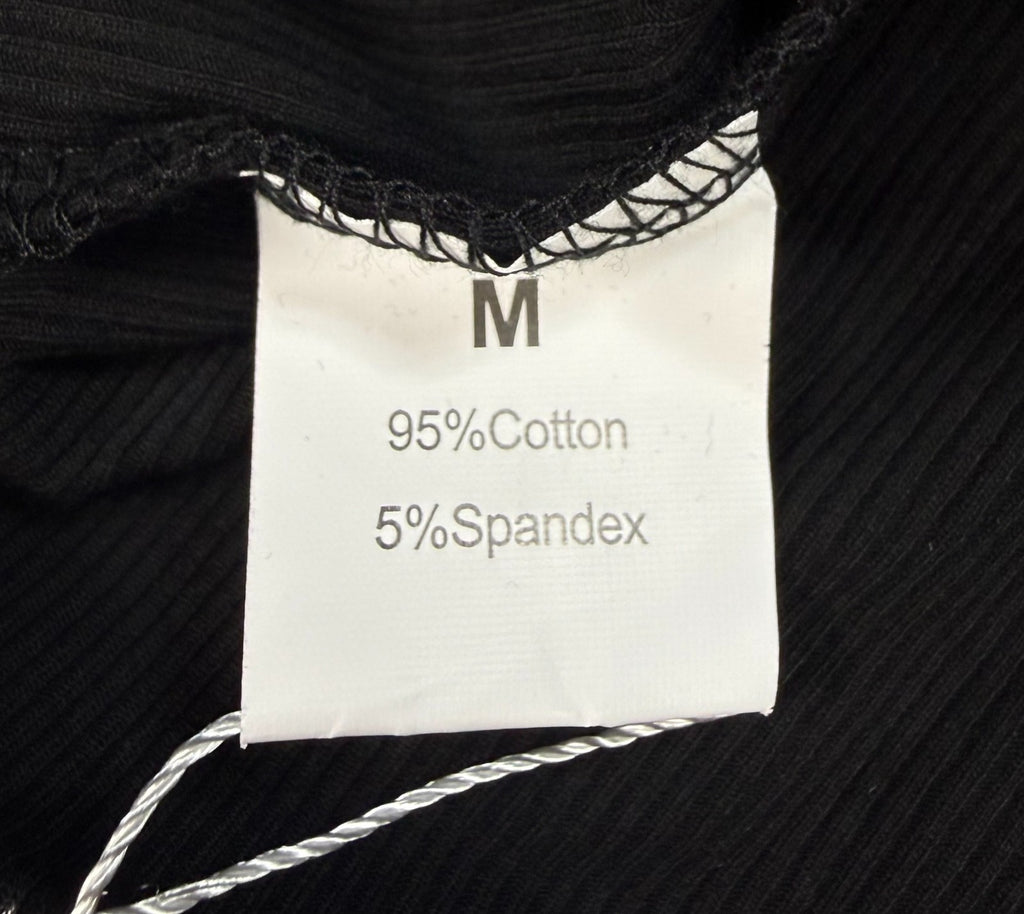 Oakgarden Ribbed Mock Turtleneck T-Shirts Women Medium Black Long Sleeve Top