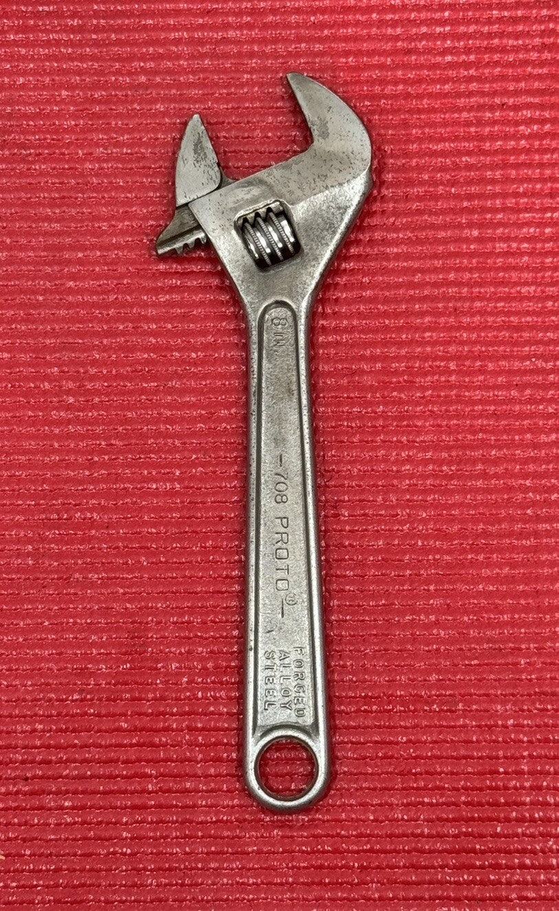 VINTAGE PROTO TOOLS No.708 8" ADJUSTABLE WRENCH CRESCENT WRENCH MADE IN USA M1