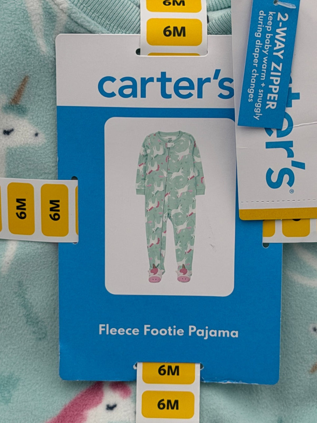 NWT Carter's Girls Soft & Warm 100% Polyester Fleece Footie Pajama Girls 6M Blue
