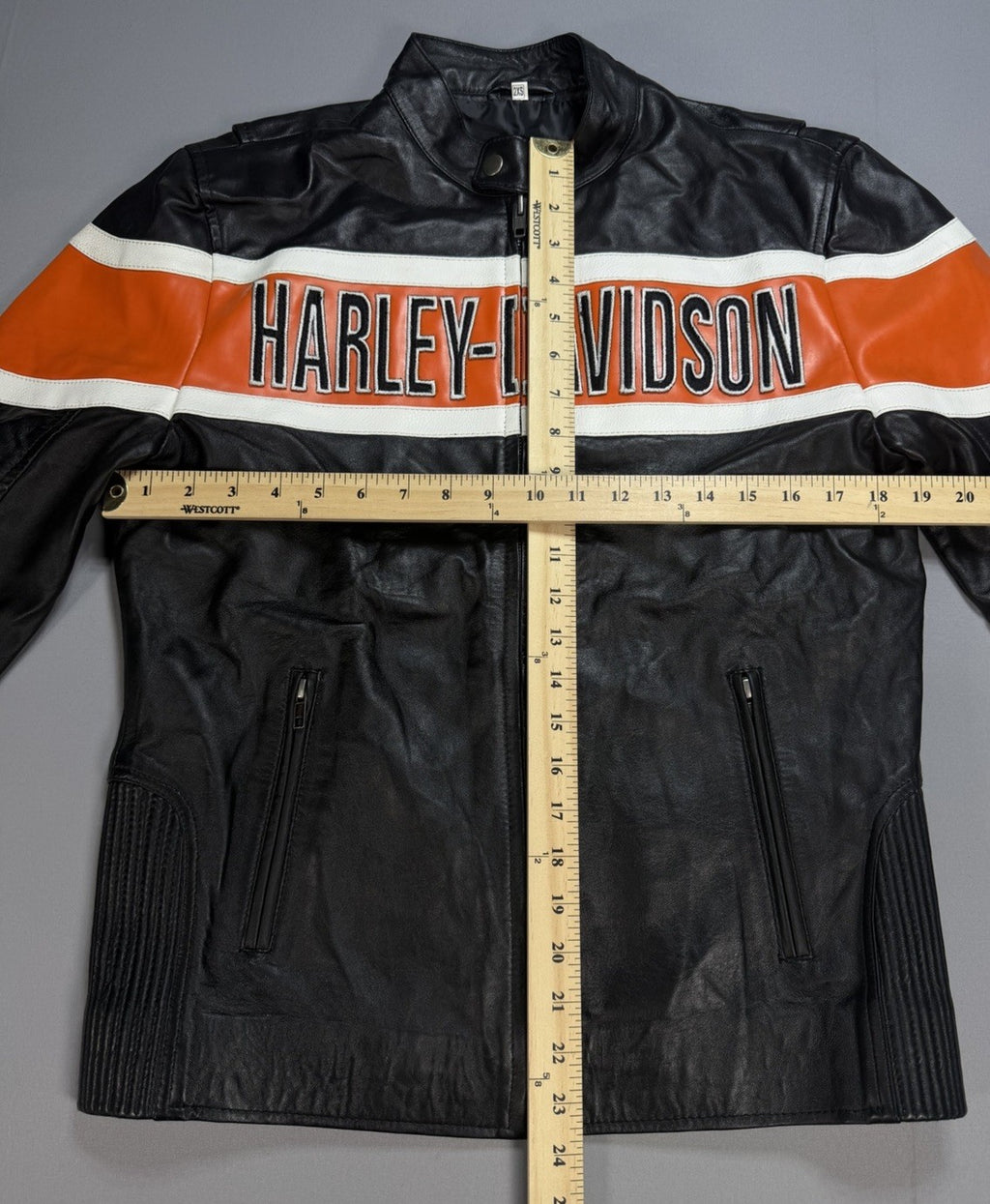 Real Leather Harley Davidson Embroidered Mens 2XS Motorcycle Biker Jacket