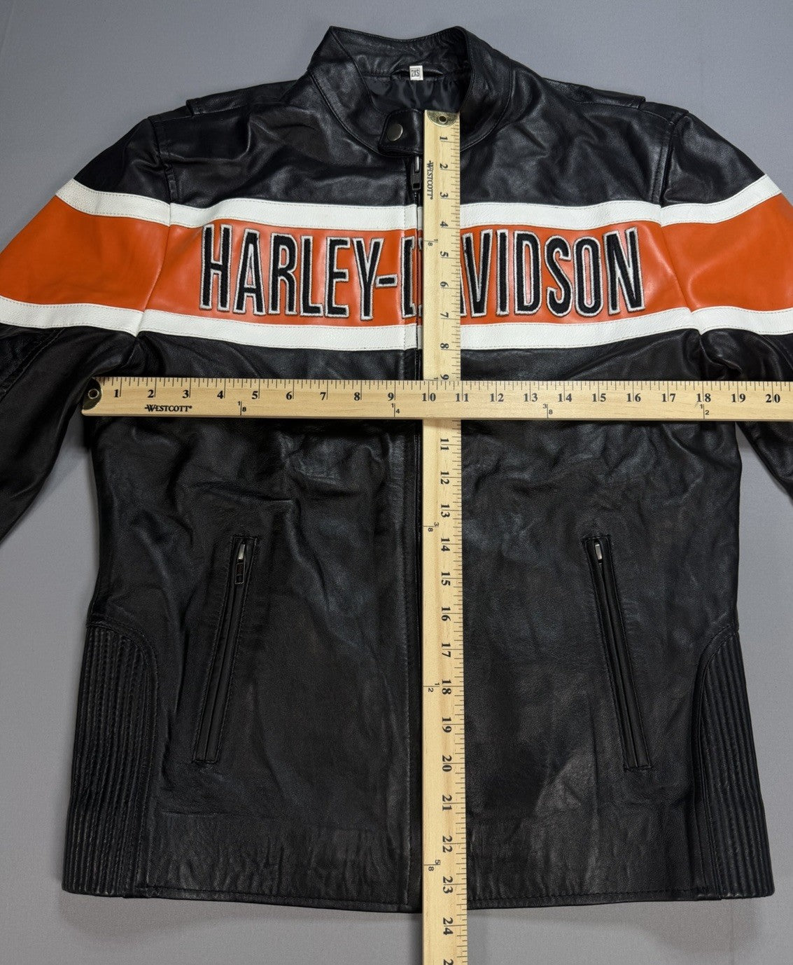 Real Leather Harley Davidson Embroidered Mens 2XS Motorcycle Biker Jacket