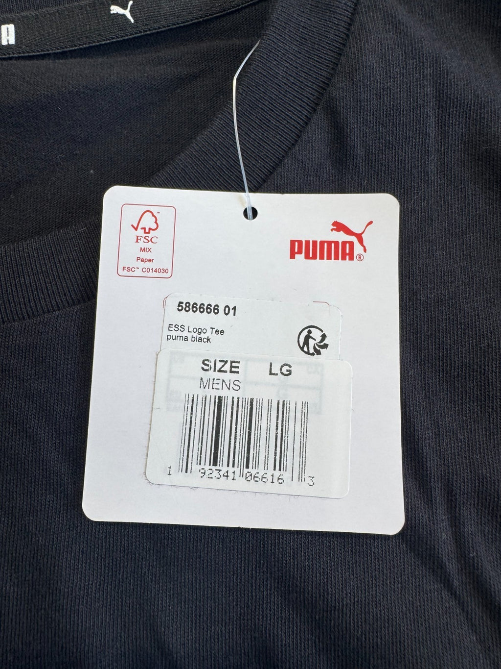 NWT Puma Essential Graphic Logo Tee Shirt Men's Large Black Short Sleeve Summer
