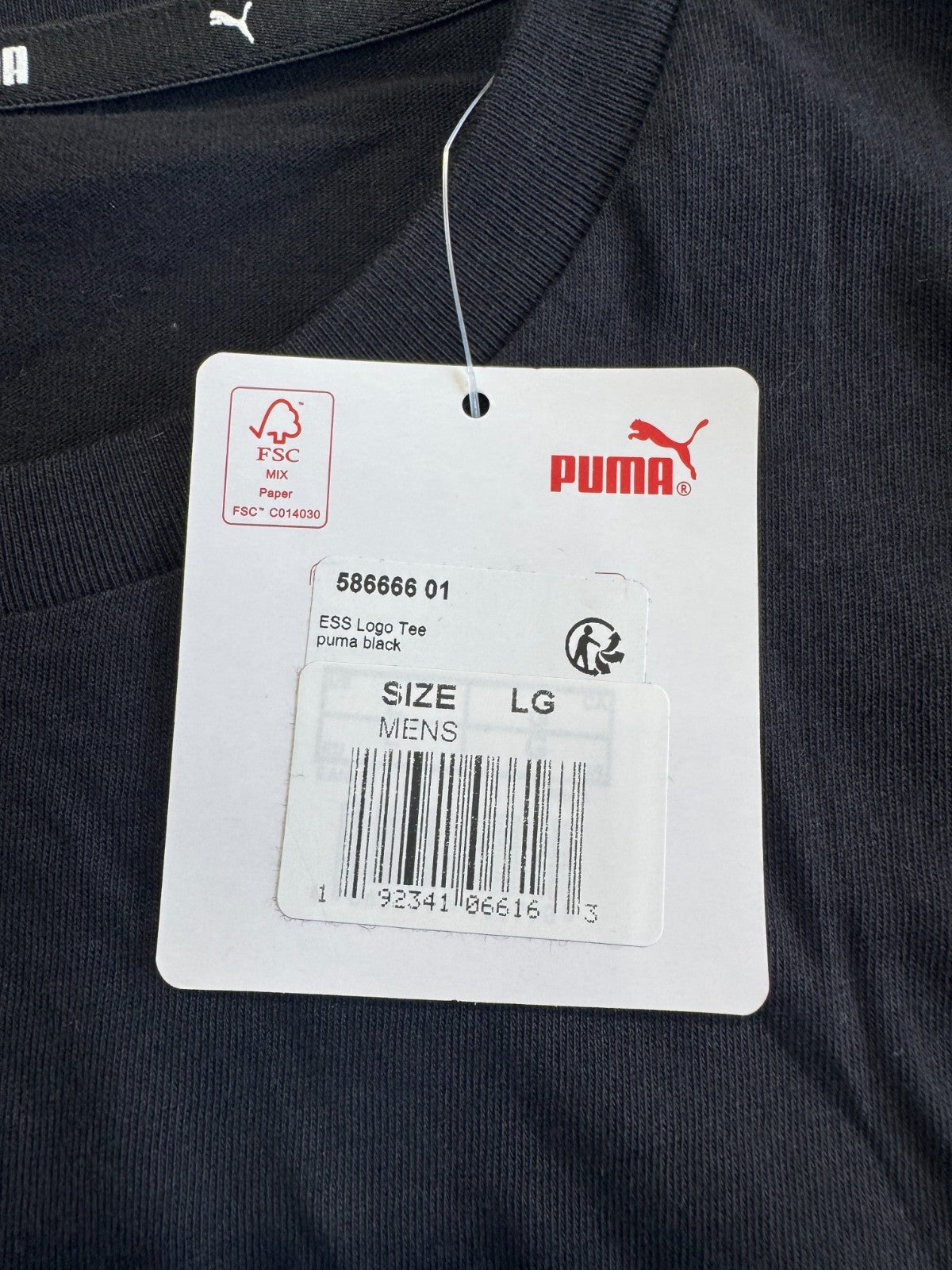 NWT Puma Essential Graphic Logo Tee Shirt Men's Large Black Short Sleeve Summer