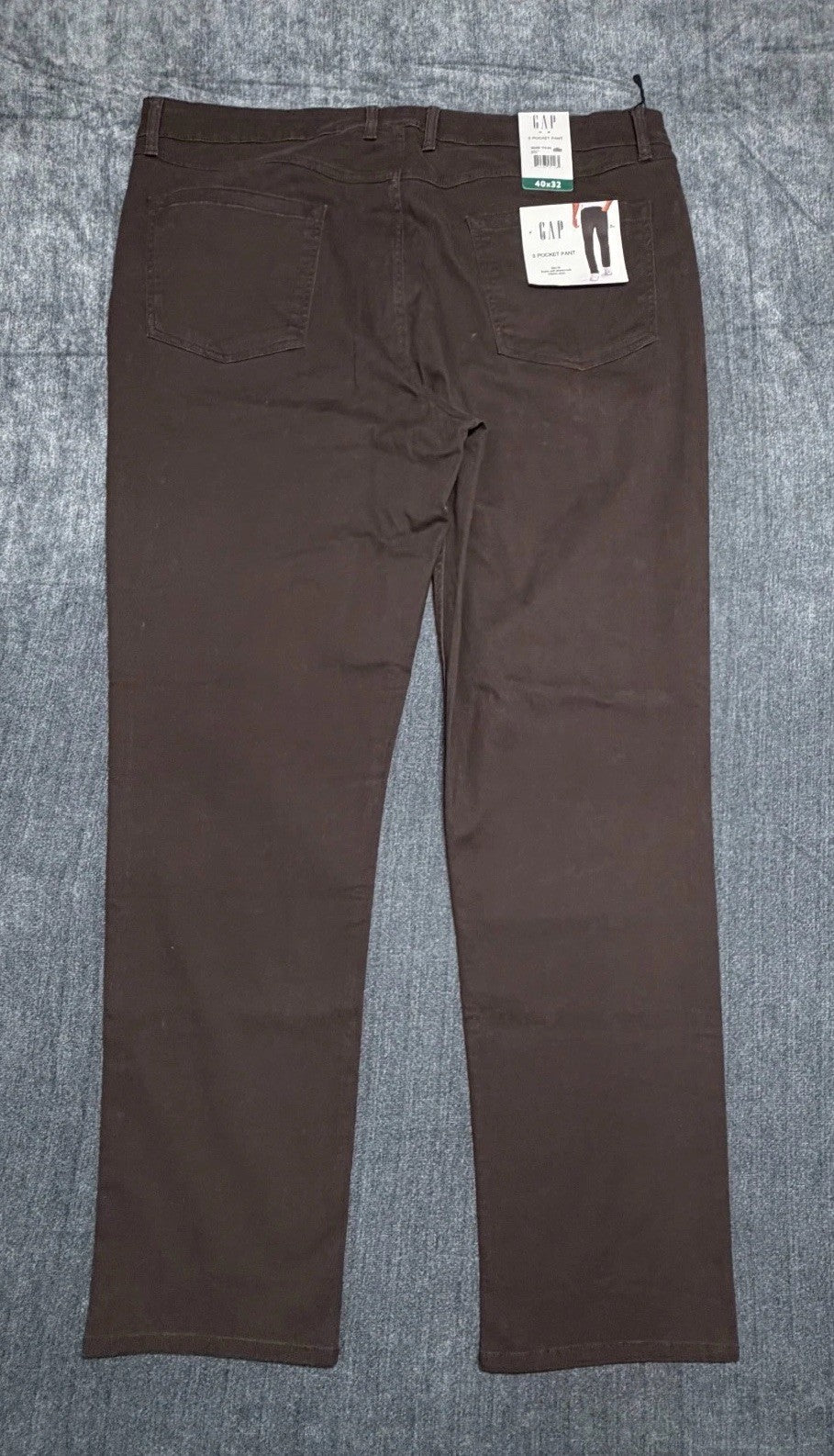 NWT Gap Slim Fit Stretch Twill Pants Men's 40x32 Brown Zip-Fly Classic 5-Pockets