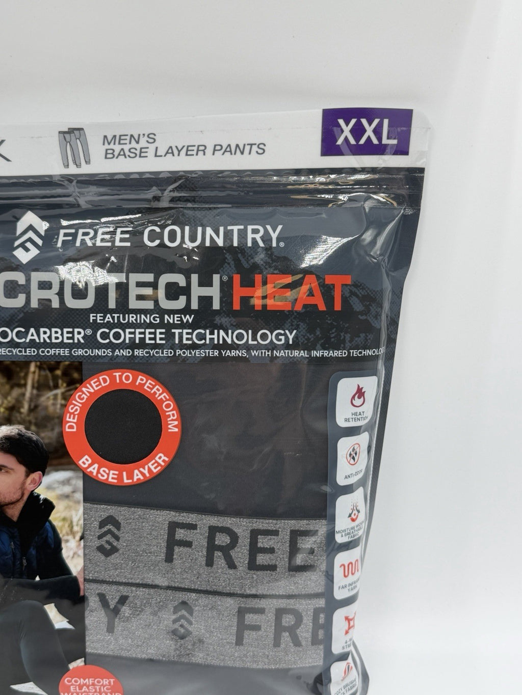 Free Country Microtech Heat Base Layer Pant Men's 2XL Black Stretch -Pack of 2