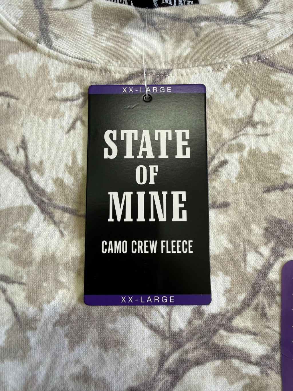 NWT State of Mine Camo Crew Neck Fleece Sweatshirt Men's 2XL White Long Sleeve