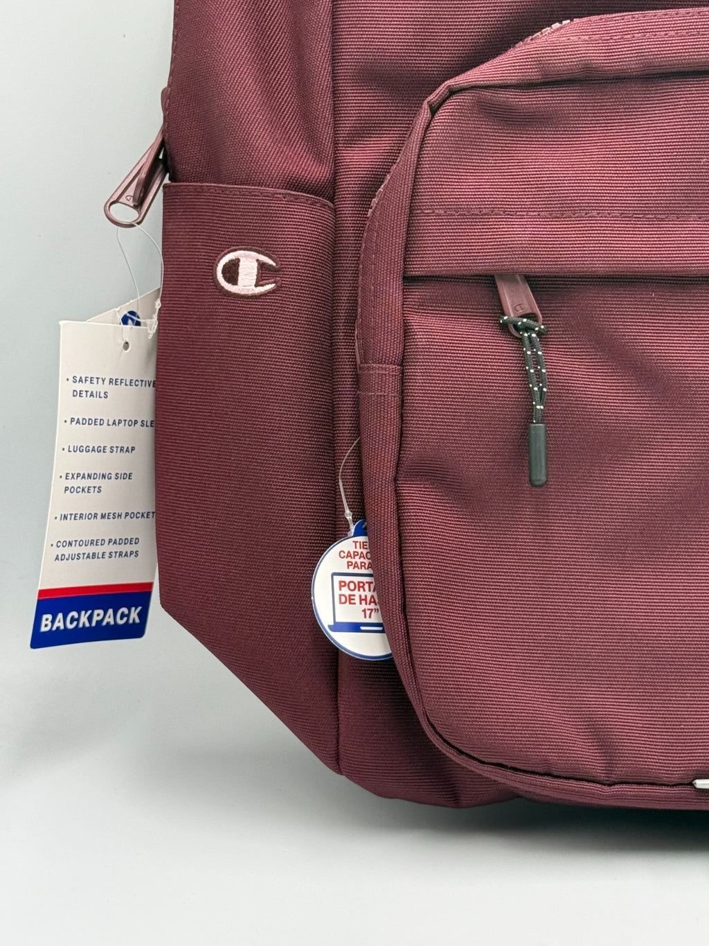 NWT Champion Estate Backpack Burgundy Maroon Pink Fits 17" Laptop School Bag