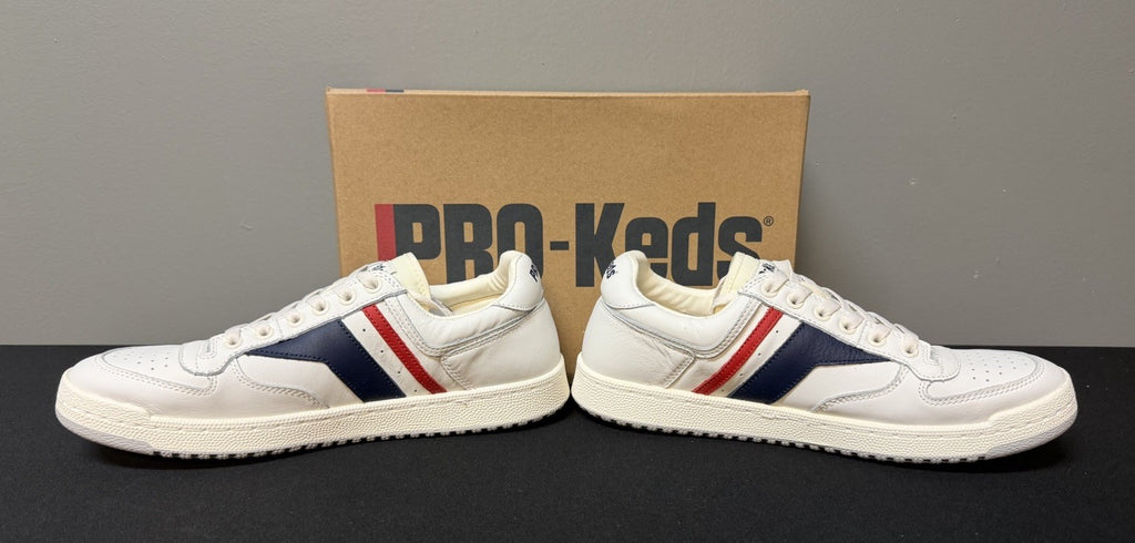 Pro-Keds Skyhawk Men's Size 9.5 (M) White/Blue/Red Low Top Leather Sneakers NWT