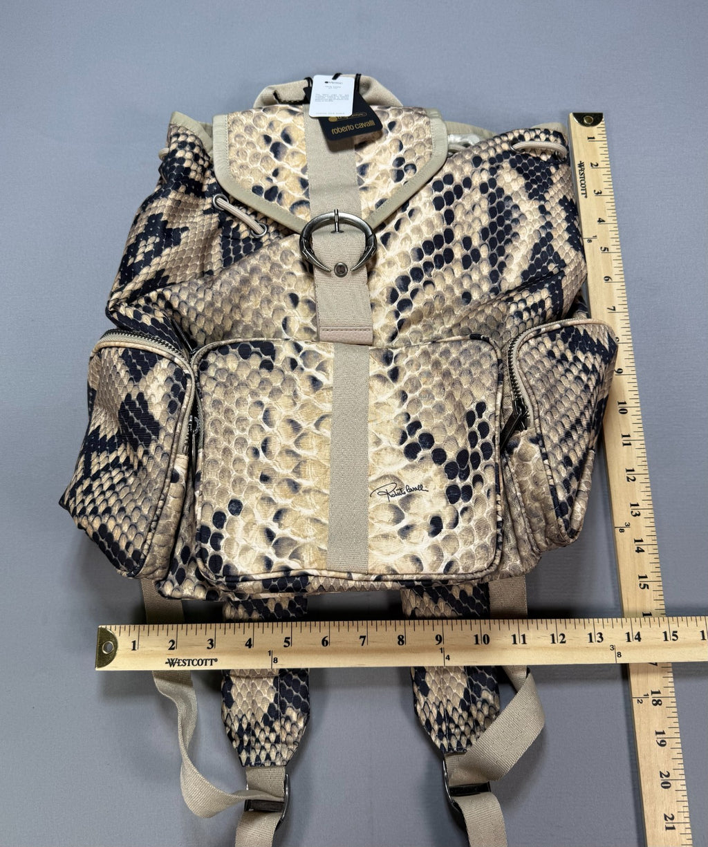 New LeSportsac x Roberto Cavalli Napoli Python Backpack Women's Light Brown