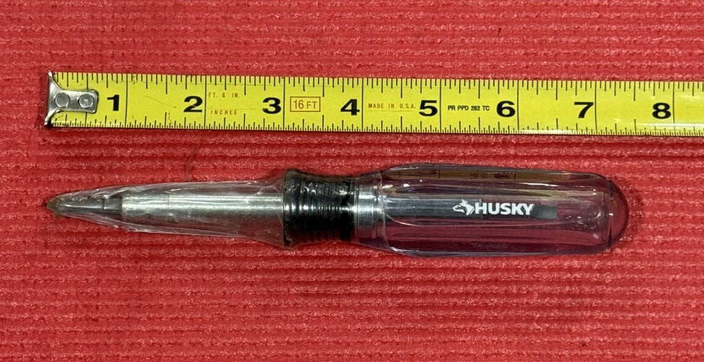 Husky 628-375 NEW 6-in-1 Screwdriver Reversible Clear Handle Phillips,Slotted