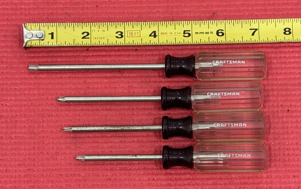 Vintage Craftsman 4 Pc Set WF Torx Screwdrivers T25, T20, T15, T10 MADE IN USA