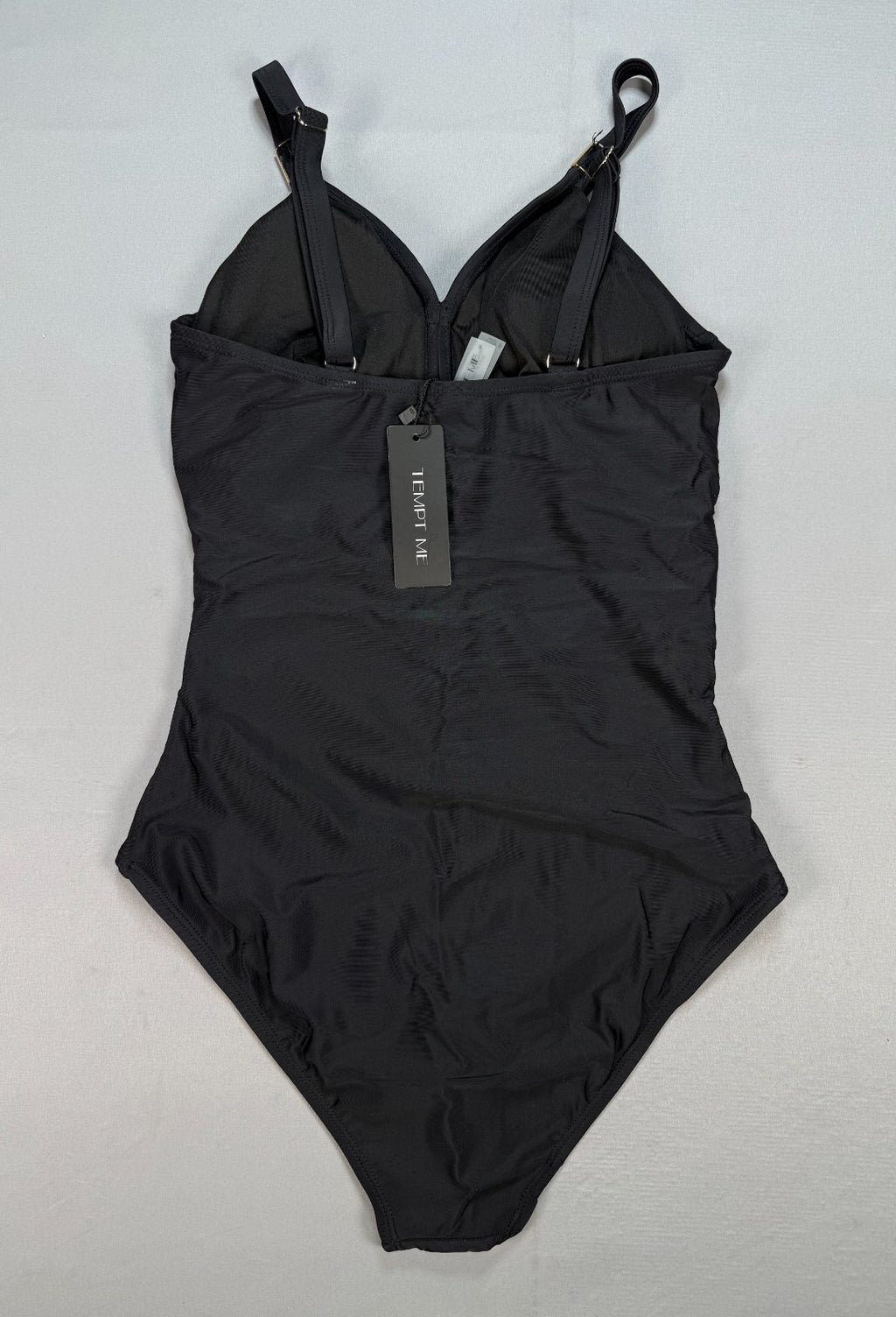 NWT Tempt Me One Piece Swimsuit Women’s Small Black Ruched Summer Tummy Control