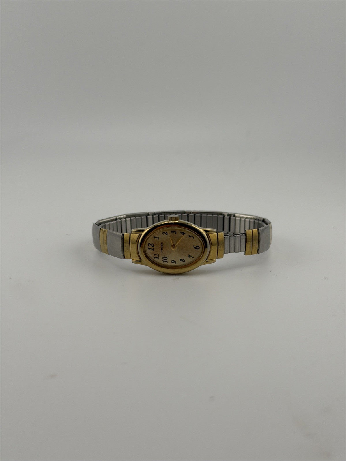 Timex Cavatina Watch Women 18mm Gold Tone Oval Dial Stretch Band New Battery