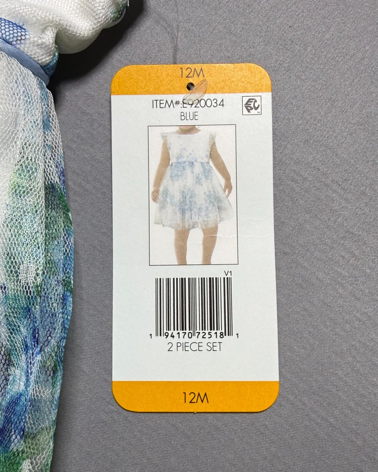 NWT Rare Editions Occasion Dress Baby Toddlers 12M Blue Floral Lined Lightweight