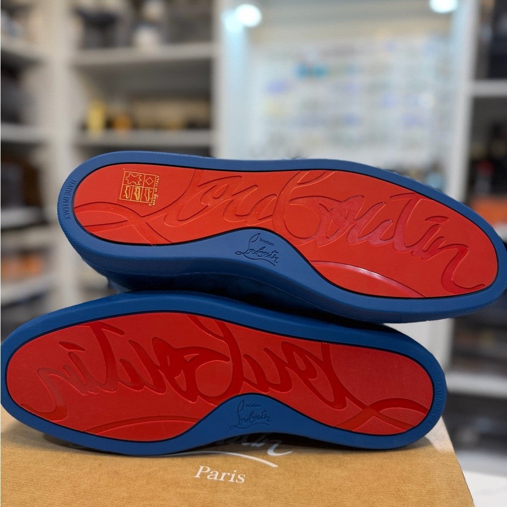 Christian Louboutin Louis Orlato Cobalt Suede Blue High Sneakers
