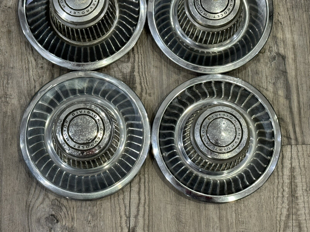 1968-82 Chevrolet Rally OEM Wheel Center Hub Caps Corvette Camaro 4 PC SET