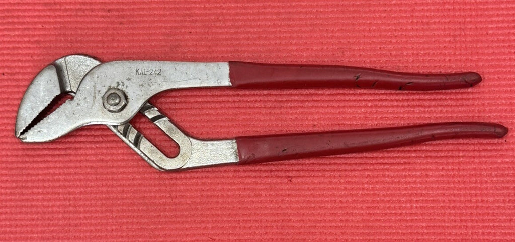 Vintage Kal Tools 242  12" Groove Slip Joint Pliers Red Handle Made In Japan