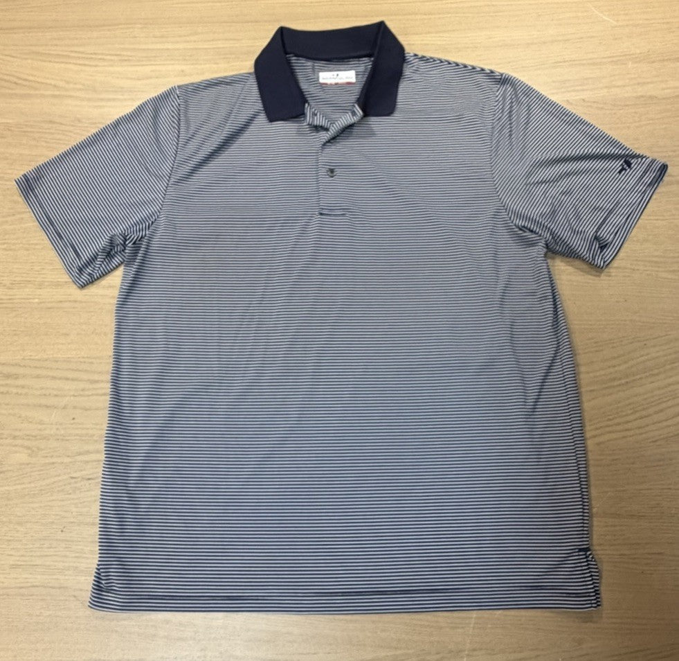 New Grand Slam Performance Men's XL Short Sleeve Polo Shirt Peacoat Blue Striped