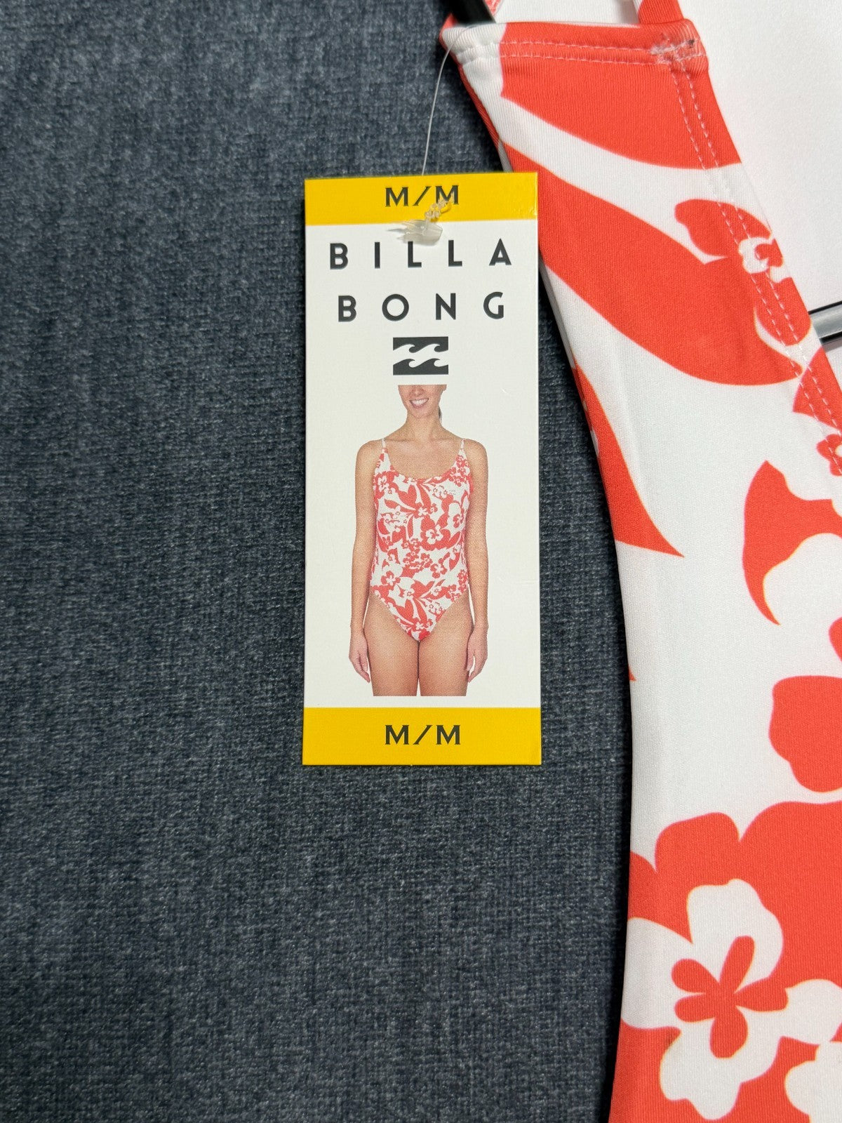 NWT Billabong One-Piece Swimsuit Women's Medium Red White Floral Spaghetti Strap