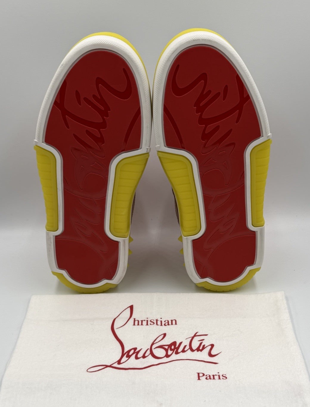 AUTHENTIC Christian Louboutin High Top Sneakers Red Sole Size 44.5 EU 11.5 US