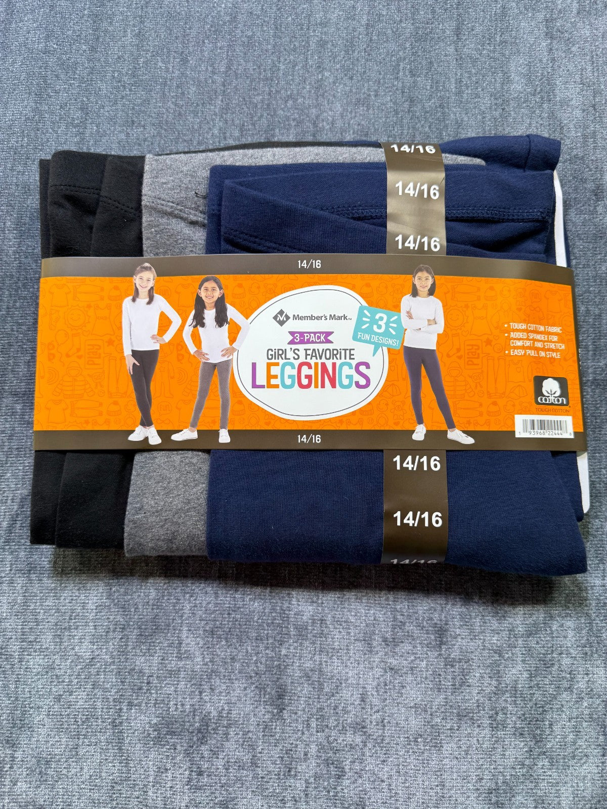 NWT Member's Mark My Favorite Leggings Girls 14/16 Multicolor Preppy - 3-Pack